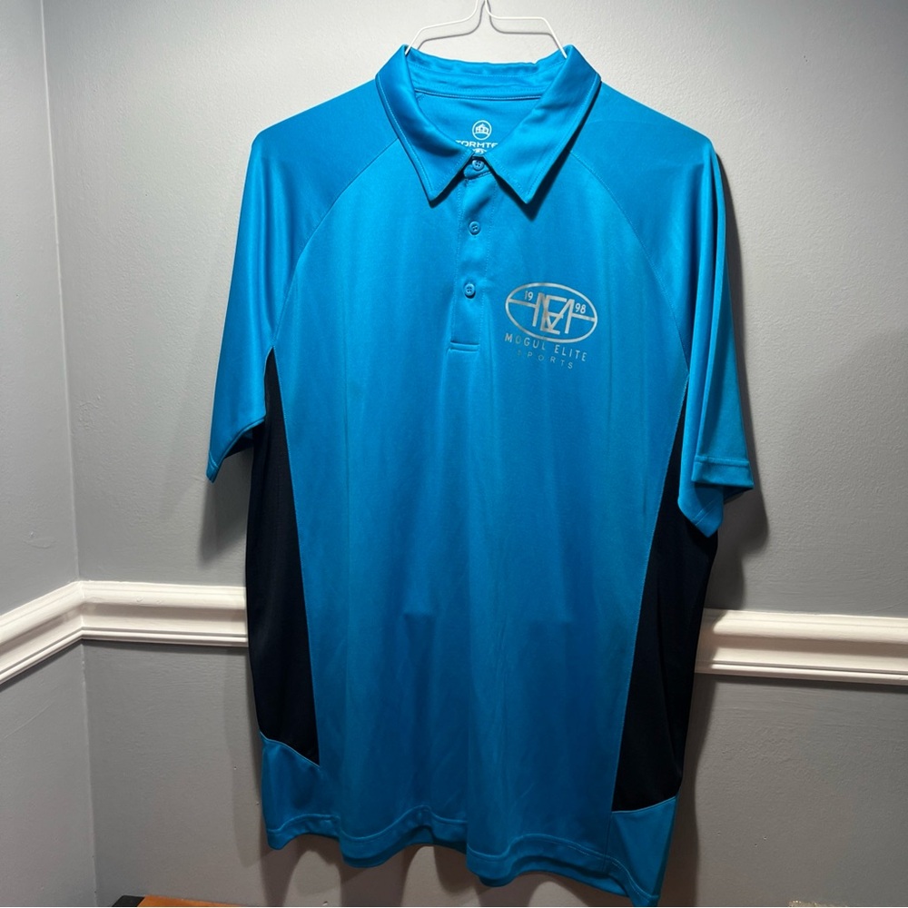 Storm Blue and Black Polo Shirt Classic Design